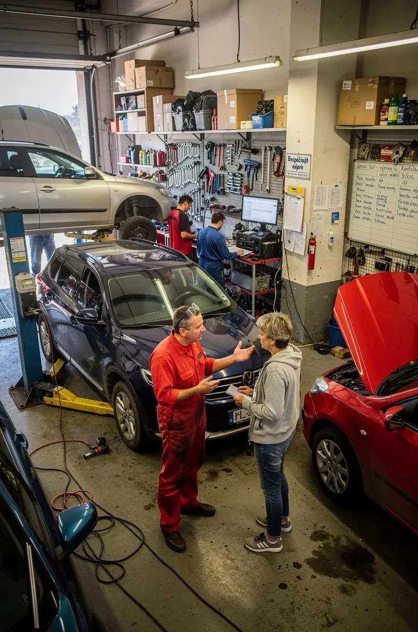 Technik vykonáva diagnostiku vozidla s moderným meracím prístrojom.